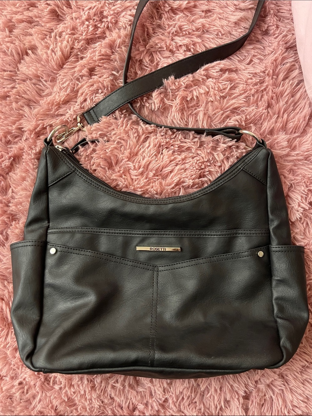 Rosetti Black Shoulder Bag with Gold-Tone Accent